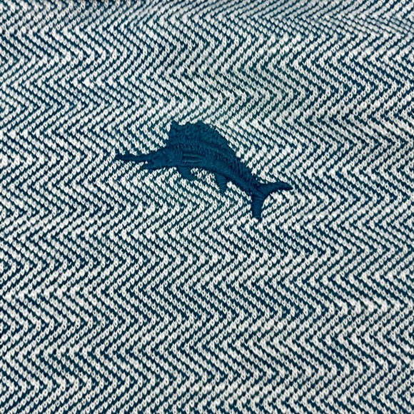 Tommy Bahama Mens Teal Blue Quarter Zip Pullover Sweatshirt Marlin Logo XL - Picture 10 of 10